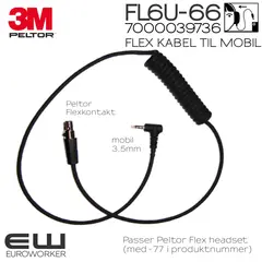 3M Peltor FL6U-66 Flex kabel (iPhone/Smartphone)