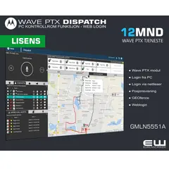 Velg Wave PTX Dispatch lisensperiode fra menyen, lengre løpetid gir redusert pris:

    3mnd ( GMLN7676A)
    6mnd  (2x GMLN7676A)
    12mnd (GMLN5551A )
    24mnd (GMLN5552A)
    36mnd (GMLN7673A)
    48mnd (GMLN7674A)
    60mnd (GMLN7675A)