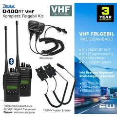 Komplett Følgebil Kit - Zodiac D400BT VHF Bluetooth