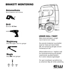 Sirio Lastebil Antenne - Brakett Montering