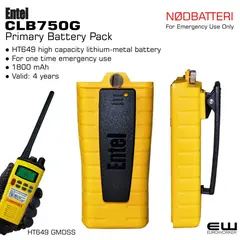 ENTEL CLB750G Nødbatteri - Primary Battery for HT649 GMDSS VHF Radio
    ● HT649 high capacity lithium-metal battery
    ● For one time emergency use
