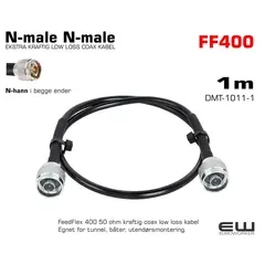 25m
    LOW LOSS COAX KABEL
    N-male N-male kontakt i begge ender
    50 ohm kraftig coax low loss kabel
    Egnet for tunnel, båter, utendørsmontering.
