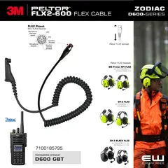 Kompatibel med Zodiac D600 for tilkobling til CH-3 headset eller WS Protac XPI FLX2 headset