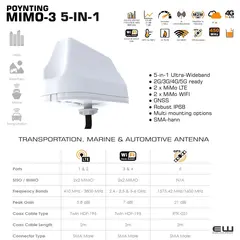 Poynting MIMO-3-V2-15 MARINE & AUTOMOTIVE ANTENNA  (4G/5G/WiFi MiMo + GPS)