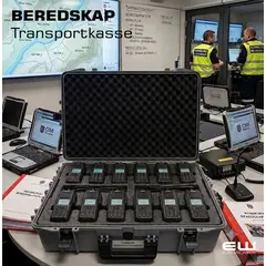 Universal Transportkoffert Radiosamband med hjul (2 etasjer - 12 radioer + rekkelader og tilbehør)