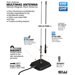 Scvan Antenna Magnet Mount multimag E - E135-300  og E135-300F