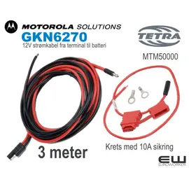 Motorola strømkabel (3m) (12V) (GKN6270) (MTM5000)