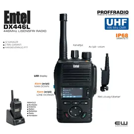 Entel DX446L Lisensfri Yrkesradio med DIsplay (IP68, 446MHz, LED)