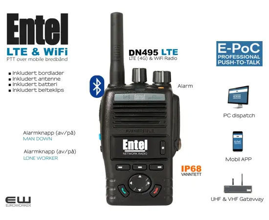 Entel DN495 4G LTE WiFi Radio (EU PTT, IP68)