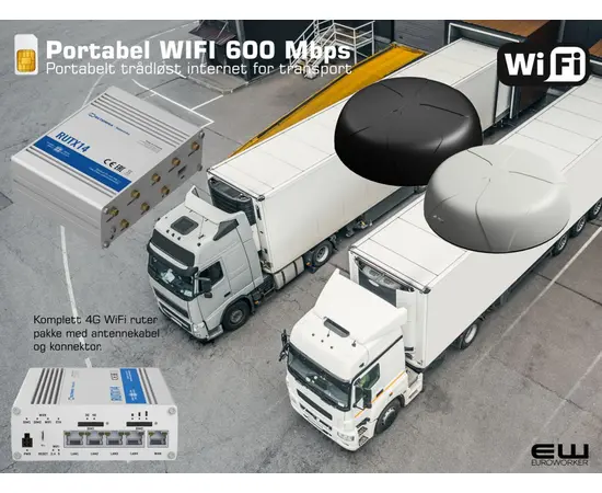 Portabel 4G WIFI-sone TRANSPORT (SIM-kort) - 600mbps