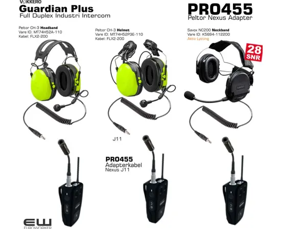 Vokkero Guardian Standard Crane Kit - 2 Users - euroworker - kranfører kommunikasjon - kranpakke - kran kommunikasjon - full duplex kommunikasjon - lassing og lossing, scene rigging