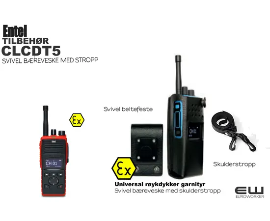 Entel DT844 Marine VHF IIB Atex Radio (Programmert, inkl Batteri og Rapid Charger)