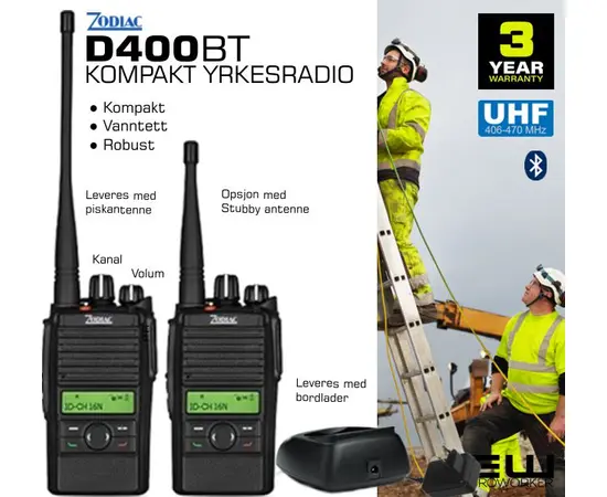 Zodiac D400BT Industrisamband med blåtann  (UHF, VHF, IP67)