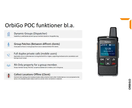 OrbiGo PTT - POC Android Abonnement (3 mnd)