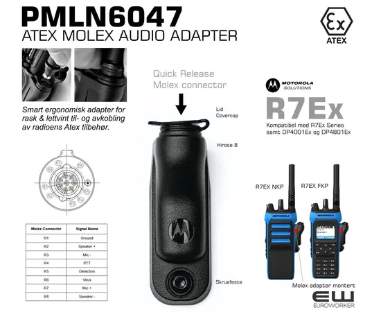 Jatronic AB12-DPEX Motorola Molex PTT Adapter (Atex, DP4000Ex, R7Ex)