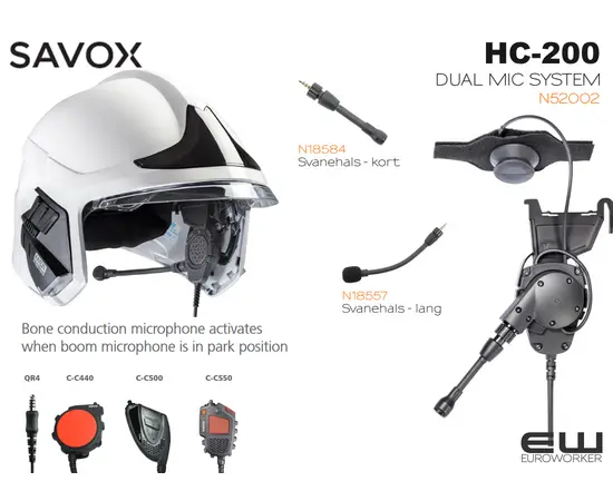 Savox C-C550 Kombinert Monofon & PTT Adapter Røykdying (Motorola R5, DP2-serie, DP3-serie, MTP-serie)-L552172-10B1100