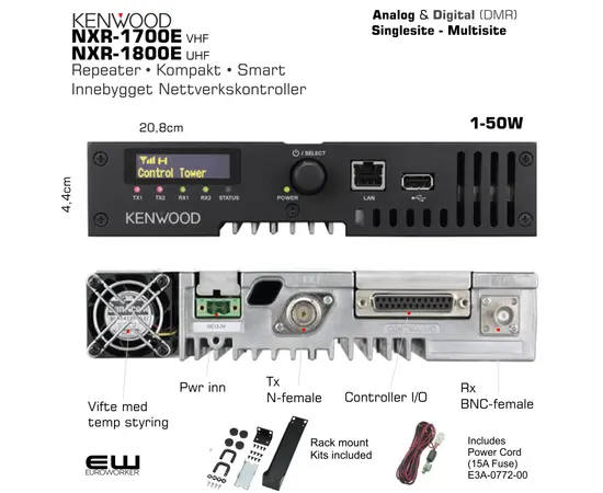 Kenwood NXR-1700E (VHF) og NXR-1800E Kompakt Repeater (Analog, DMR)
