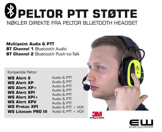 BTE-DP4 - Bluetooth Headset & PTT Adapter for Motorola DP4000-serie (Støtter Peltor PTT protokoll)