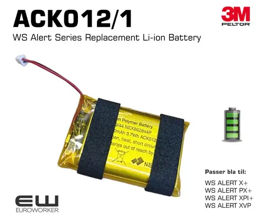 Peltor batteripakke Li-Ion til WS Alert X+, XP+, XPI+
