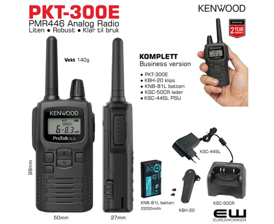 Kenwood PKT-300E PMR446 Analog Radio: Liten, Enkel og Klar til Bruk!