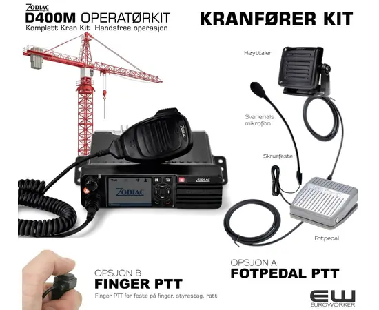 Zodiac D400M - Krankit - Operatørkit (Finger PTT, Foot PTT)