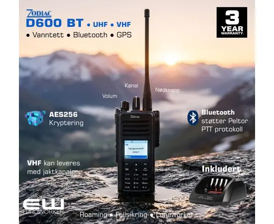 Zodiac D600 BT håndholdt terminal (IP67, DMR, Roaming, Bluetooth, AES256 Kryptering)